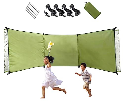 Wind Breaker Beach Garden Windbreak for Camping 98.43x27.56 In Caravan Sun Screen Shelter Tall Wind Break with Gound Pegs, Rope and Storage Bag No Poles