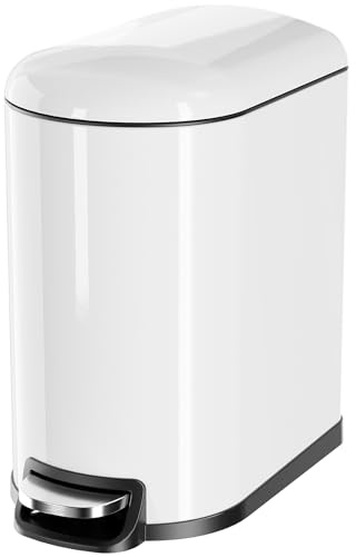 Clevich 20L Slim Kitchen Bin with Pedal, Bathroom Bin with Soft Close Lid | Stainless Steel, Small Trash Can with Removable Inner Bucket for Home, Bathroom, Kitchen, Bedroom, and Office