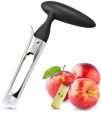 ARWIG Descorazonador de Manzanas - Removedor y Cortador de corazón de Acero Inoxidable con Tapa, pelador multifrutas Apto para lavavajillas (Negro)