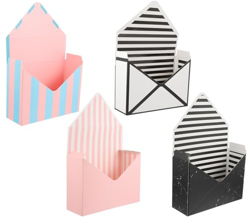 Healeved 4 Stück pack Blumenstrauß Umschlagboxen aus Wasserfestem Karton Faltbare Blumenverpackungskartons Leicht und Stabil für Hochzeit Geburtstag und Geschenkverpackung