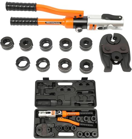 ROGONPDK Pinza idraulica da 10 tonnellate, pinza di crimpatura con forma di crimpatura, crimpatrice idraulica con 10 paia di strumenti, pinza manuale idraulica, pinza di pressatura idraulica