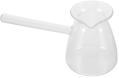 WATIIFUFU Olla de Vidrio Borosilicato Transparente de 450 Ml con Asa Lateral Resistente al Calor, Mini Cacerola para Leche Caliente, Té y Café, Utensilio de Cocina Pequeño y Duradero