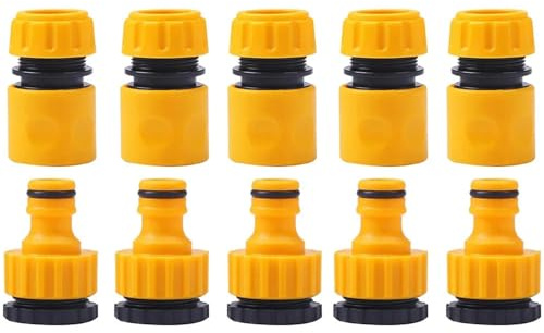 JHSDHYD Raccord Tuyau D arrosage Connecteur fileté 10 pièces, connecteur Rapide for Robinet de Tuyau 3/4 et 1/2 Pouces, Adaptateur for Robinet d'arrosage de Jardin