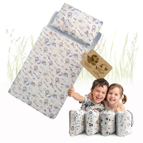 Kinderschlafsack mit Kissen und Reißverschluss, 75x140cm, 3-7 Jahre | Indoor, für Kindertagesstätte Kindergarten, Deckenschlafsack