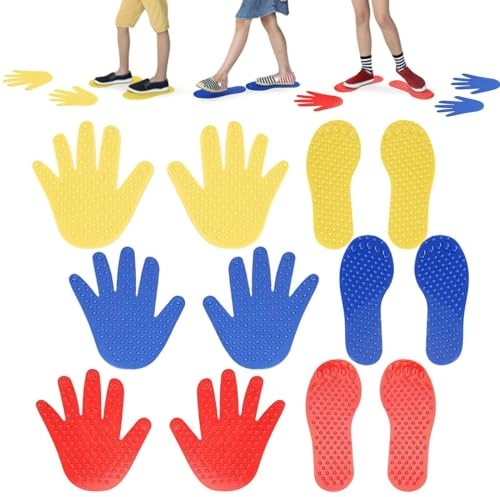 Generisch Hand- und Fuß-Spielmatte 6 Paare Interaktives Fitness-Spielzeug | Fördert Gleichgewicht für Kinder, Erwachsene, Kindergarten, Zuhause, drinnen, draußen, Rasen