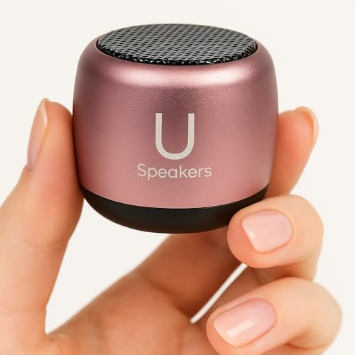 Fashionit U Micro Bluetooth Speaker | Coin-Sized Speakers Bluetooth Wireless with Built-in Mic & Remote Shutter | Portable Rich Sound for Travel, Shower, Beach | Pink