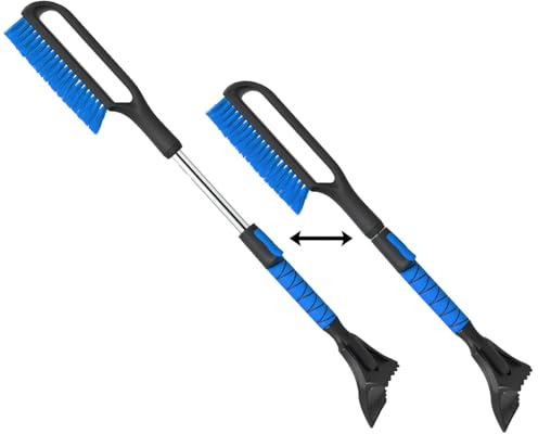 34.5 Snow Brush & Ice Scrapers for Car Windshield with Foam Grip for Cars Extendable, SUV, Trucks - Detachable Сar Scraper - No Scratch - Heavy Duty Handle, Snow Broom, Remover, Easy Scraper, Blue