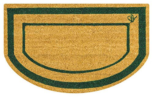 OLIVO.shop | BAIA - Zerbino cocco mezzaluna con fondo in gomma, zerbino ingresso esterno cocco, 3 colori 40x65 cm (GREEN)