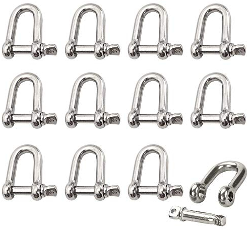 Dtoterul Schäkel D-Form 12 Stück M4 Edelstahl Schäkel mit Augbolzen Karabiner Schäkel Klein mit Schraubverschluss Schäkel D Edelstahl 304 für Ketten & Seile