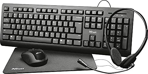 Trust Primo 4-in-1 Desktop-Set mit Kabel und USB-Tastatur