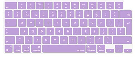 MOSISO Keyboard Cover Skin Compatible with MacBook Air 13.6 M3 A3113 M2 A2681 2025-2022, for MacBook Air 15 2025-2023, for Mac Pro 14/16 inch M4 M3 M2 M1 2021-2025, EU Layout, Light Purple