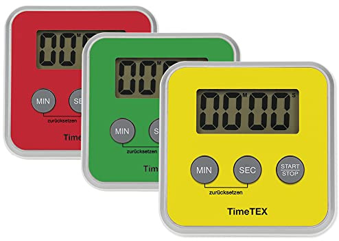 TimeTEX Time Time Clock Digital Compact Yellow - Stopwatch with Second-Accurate Time Input - Silent - with Drain Signal - with Batteries - 8 cm x 8 cm - 61909