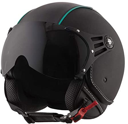 Casco Aperto ECE DOT Omologato, Casco Mezzo Pelle Uomo Donna con Parasole, Jet Casco Vintage, Casco Semi Integrale Casco Moto Cruiser Scooter Casco, Casco Scodella Moto