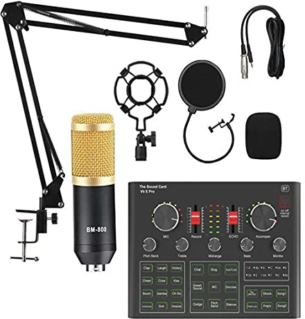 Kit de micrófono de estudio Bm 800 con tarjeta de sonido V9 y filtro, perfecto para grabar, karaoke KTV y uso de teléfonos inteligentes