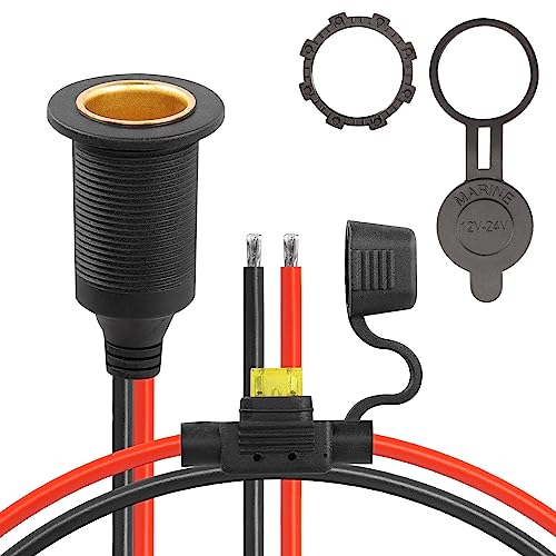 CERRXIAN Zigarettenanzünder-Verlängerungskabel, 12 V/24 V, festes Gewinde, 20 A, 13 AWG, wasserdicht, Ersatzkabel (0,3 m)