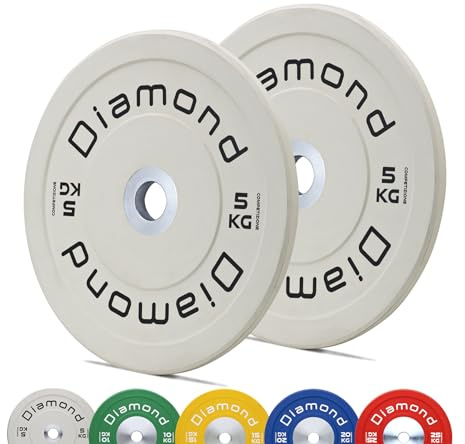 Paar Hantelscheiben für Wettbewerb Pro Diamond, Loch, Durchmesser 50 mm, für Fitnessstudio und Home Gym von 5 bis 25 kg, für Hanteln und Langhanteln