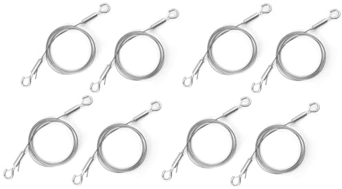 Frefgikty 8 cavi metallici regolabili con ganci per appendere foto corda in acciaio inossidabile corda in acciaio inossidabile per appendere quadri resistente per appendere quadri a specchio