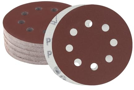 Meccion 125mm Discos de Lija 50 Piezas Grano 400 Lija Circular con 8 Agujeros Papel de Lija para Lijadora orbital Aleatoria