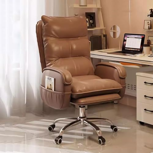 WADRBSW Computer-Sofa-Stuhl, Arbeitsstuhl, ergonomischer Bürostuhl, Gaming-Stuhl, Liegestuhl für Erwachsene, Arbeitsstühle mit Armlehnen, Chefsessel für Heimbüro, Braun, Größe A, um Glück zu verfolgen