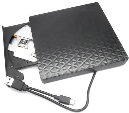 Lettore e masterizzatore esterno 3D Blu-ray USB-C Slim per Asus HP Dell Lenovo Acer MSI Alienware Mac iMac Gaming Laptop Computer, 6X BD-RE 8X DVD+-R/RW DL 24X CD-R Disc Recorder