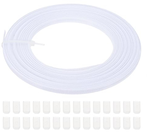 PATIKIL Ossa per Cucire, 15 Iarde 4mm Ampio Poliestere Alto Densità Stecche per Corsetti Corsetto Stecca con 60Pz Cappucci Terminali per Corsetto Abito Sposa Cappello Fai da Te, Bianco