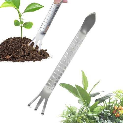 Utensile da giardinaggio a mano, rastrello in metallo | Strumenti di coltivazione in acciaio inossidabile Rastrello a mano versatile,Utensili a mano da giardinaggio portatili, rastrelli a mano