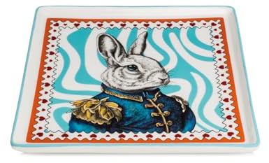 Egan Tray Human Essence - Vassoio da portata in porcellana per caffè, tè e antipasti, 19x19 cm, pezzo decorativo resistente al calore, lavabile in lavastoviglie, lussuoso