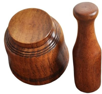 BESTHAHA Juego de mortero y Maja, 1/2 Piezas, Juego de mortero y Maja de Resina, Cuenco de Madera para moler, Molinillo Manual de ajo y Especias para el hogar, Juego de mortero y