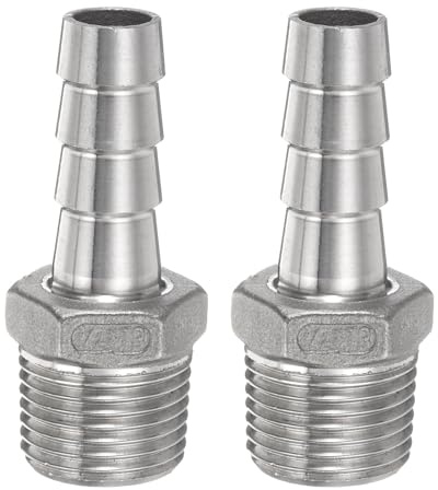 sourcing map 2pcs Stainless Steel Hose Barb Fitting 0.5 (13mm) Barbed x g 1/2 Male Pipe Fitting Air Hose Barb Fittings Coupler Thread Connector Adapter for Water Fuel