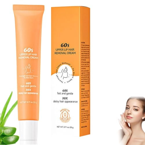 Gesichtshaarentfernungscreme, Oberlippenhaarentfernung,Creme für Gesichtskörper, schmerzfreie effektive Depilatory Enthaarungscreme, Wirksame Enthaarungscreme für Gesicht (20g, 1PCS)