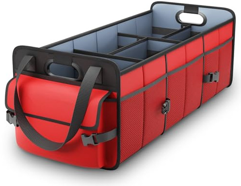 Borstom Organizer Bagagliaio, Fondo Antiscivolo, Borsa Bagagliaio per Auto Pieghevole con 3 Scomparti, 84x34x30cm Portaoggetti per Auto e SUV