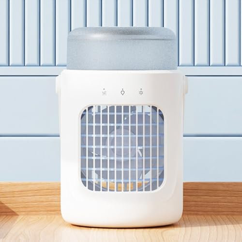 GWFBLID Aire Acondicionado Portatil 4 en 1 Enfriador de Aire 600ml Mini Aire Acondicionado con Asa 3 Velocidades de Ventilador Modo de Pulverización Oscilación 180°Adecuado para Dormitorio y Oficina