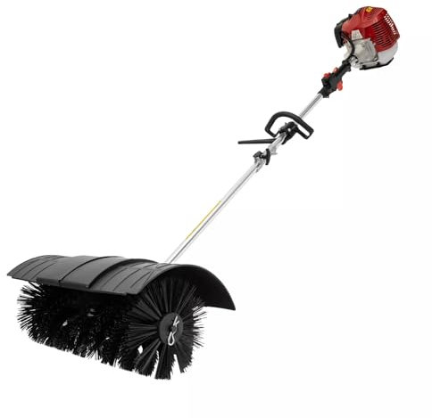 1.25kw Gas Power Sweeper, 52cc Powered Brush Broom, 2-Stroke Air-Cooled Fuel Engine Nylon Sweeping Cleaner, Handheld Driveway Street Cleaning Tool