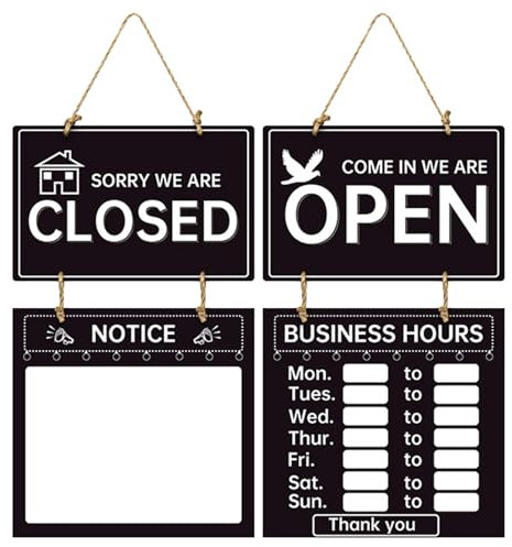 Cartel abierto cerrado - Pantalla de negocios, señal de tiempo de bienvenida | Cartel de hora colgante para vidrio Storefront, 56 x 24,8 cm, señalización de horario para tiendas, gimnasio, entrada de
