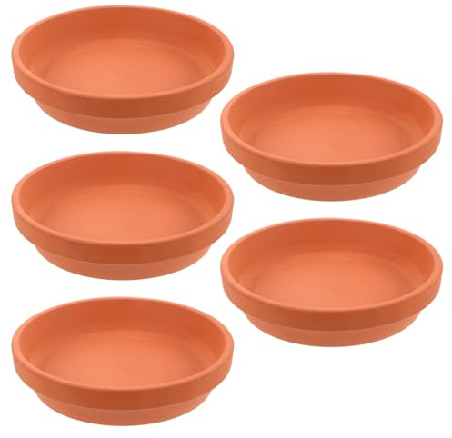 ibasenice 5pièces Pot Terre Cuite Rouge Soucoupe pour Pots De Fleurs Plateau Rond Évacuation Eau Soucoupe pour Plantes Base Ronde Terre Cuite De Drainage pour Intérieur Et Extérieur
