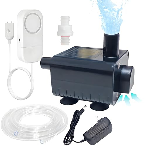 Auto Small Sump Pump with Water Sensor, 8.8 FT Lift 84 GPH with Overflow Alarm/Check Valve, Mini HVAC Condensate Removal Pump with Float Switch for Dehumidifier/Air Conditioner/Hydroponic, 6.5 FT Tube