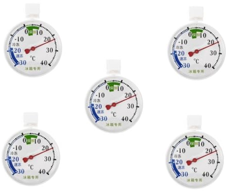 HOMOBABE 5 Pezzi Termometro per Frigorifero con Display LCD Monitoraggio Accurate Temperatura per Congelatori e Refrigeratori per Alimenti e Conservazione Sicura Misurazione