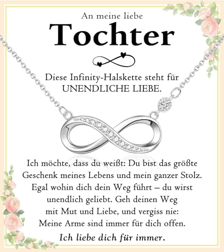PDTU Geschenke für Frauen, Unendlichkeitszeichen Kette für Tochter Mama Nichte Tante Enkelin Schwester Geschenk zum Geburtstag Weihnachten Jahrestag Muttertag Abschluss Kommunion