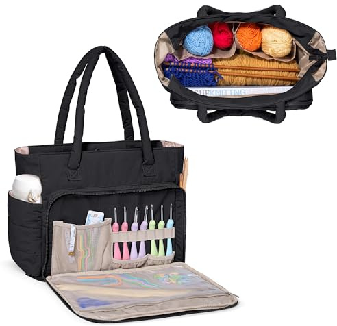 Teamoy Aufbewahrungstasche für Wolle, Taslan, Schwarz (Nur Tasche)