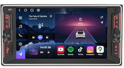 Erisin Qualcomm 8GB+128GB Android 14 Autoradio Bluetooth GPS Navigatore per Toyota Hilux RAV 4 Corolla Prado Vios Land Cruiser 7 pollici Schermo IPS Carplay Android Auto WiFi 4G FM RDS DAB+ Radio DSP