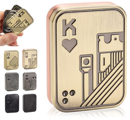 Fidget Toys für Erwachsene, Metal Fidget Slider Poker Push Card, Goldenes K | Magnetischer EDC Fidget Spielzeuge zum Abbau von Stress und Angstzuständen, Geschenk für Männer/ADHS/ADS/Autismus
