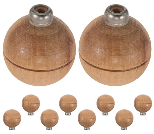 FOMIYES Mangos de Madera para Limas de Buril con Collar Metálico, 10 Unidades Ergonómicos para Carpintería, Reemplazo para Herramientas Manuales de Grabado y Torneado de Madera