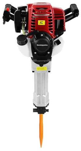 37,7 cc Benzin-Abbruchhammer 1,2 kW 4 Takt Stemmhammer 8500 U/min Multifunktions Schlagbohrer Schlagfrequenz 1100-1800 Schläge/Min 0,47 l/kWh Hammerbrecher für Steinebrechen, Grabenausheben