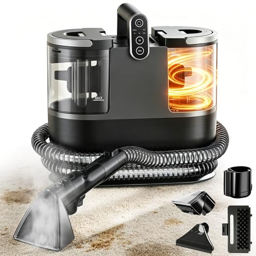 Limpiador de vapor, dispositivo de limpieza de tapicería de 1700 W, 3 en 1, limpieza de vapor y agua caliente y fría, vapor a 100 °C en 10S, potencia de succión de 15 kPa, limpiador de alfombras y