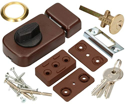 KOTARBAU® Serrure Supplémentaire 50/60 mm Marron Verrou de Porte avec Cylindre Extérieur Universelle