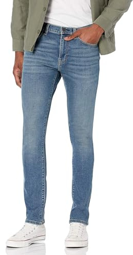 Amazon Essentials Pantaloni Casual Chino Elasticizzati dal Taglio Classico Uomo, Blu Medio Vintage, 34W / 32L