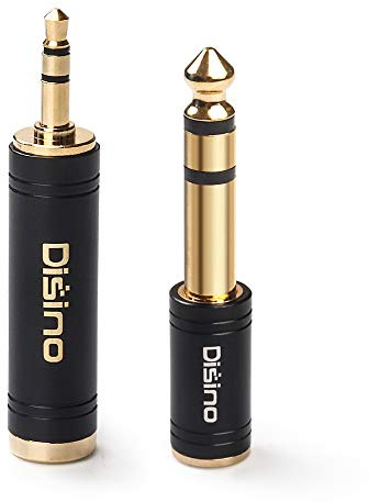 Disino 3.5mm to 1/4 Inch Headphone Adapter, 1/4 Inch Jack Male to 1/8 Inch Female Mini Jack Stereo Adapter, Gold-Plated Pure Copper Aux Audio Interface Headphone Converter, Black - 2 Pack