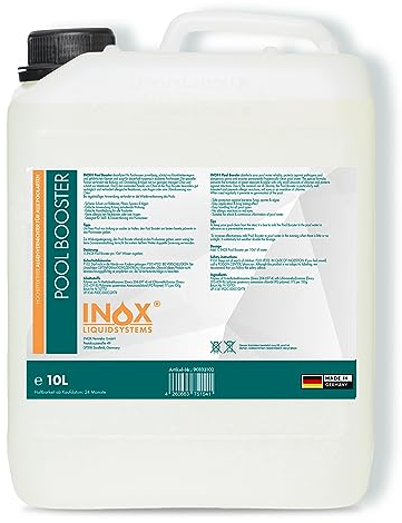 INOX® Pool Booster 10L – Hochwirksames Algizid für Pool | Flüssiger Algenvernichter mit Klareffekt | Desinfizierendes Pool Reinigungsmittel gegen Algen, Bakterien & Keime