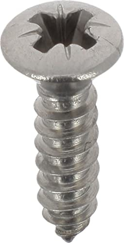 Vis à Tôle Tête Inox A4 Fraisée Bombée Pozidrive, 3.9mm x 16mm, DIN 7983, Lot de 20, Zinc Blanc