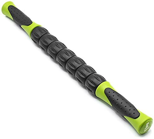 Beenax Muscle Therapy Massage Stick, 360° Tension Reduction - Ridged Gears for Trigger Points, Deep Tissue, Myofascial Release, Leg, Quads & Calf Tightness - Relieve Soreness, Cramps and Pain